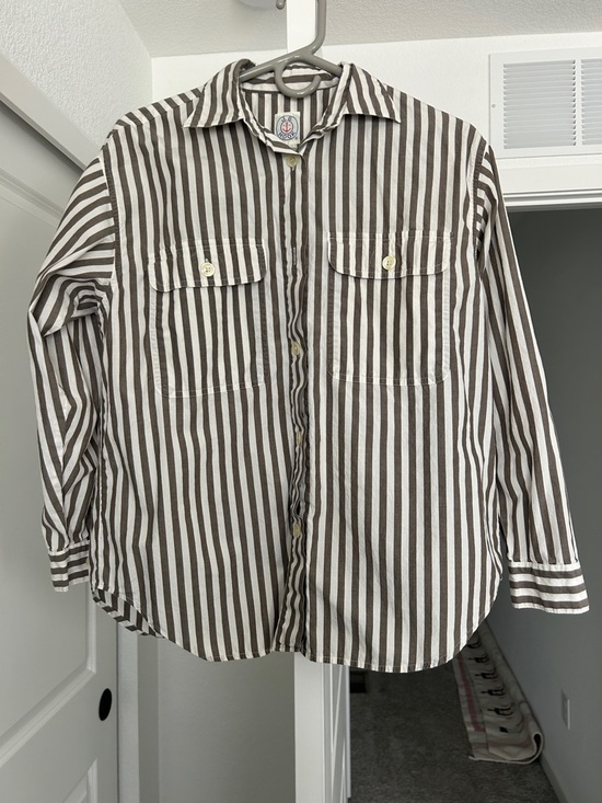 Jg Hook Tops - Vintage Brown & White Striped Button-Down Shirt